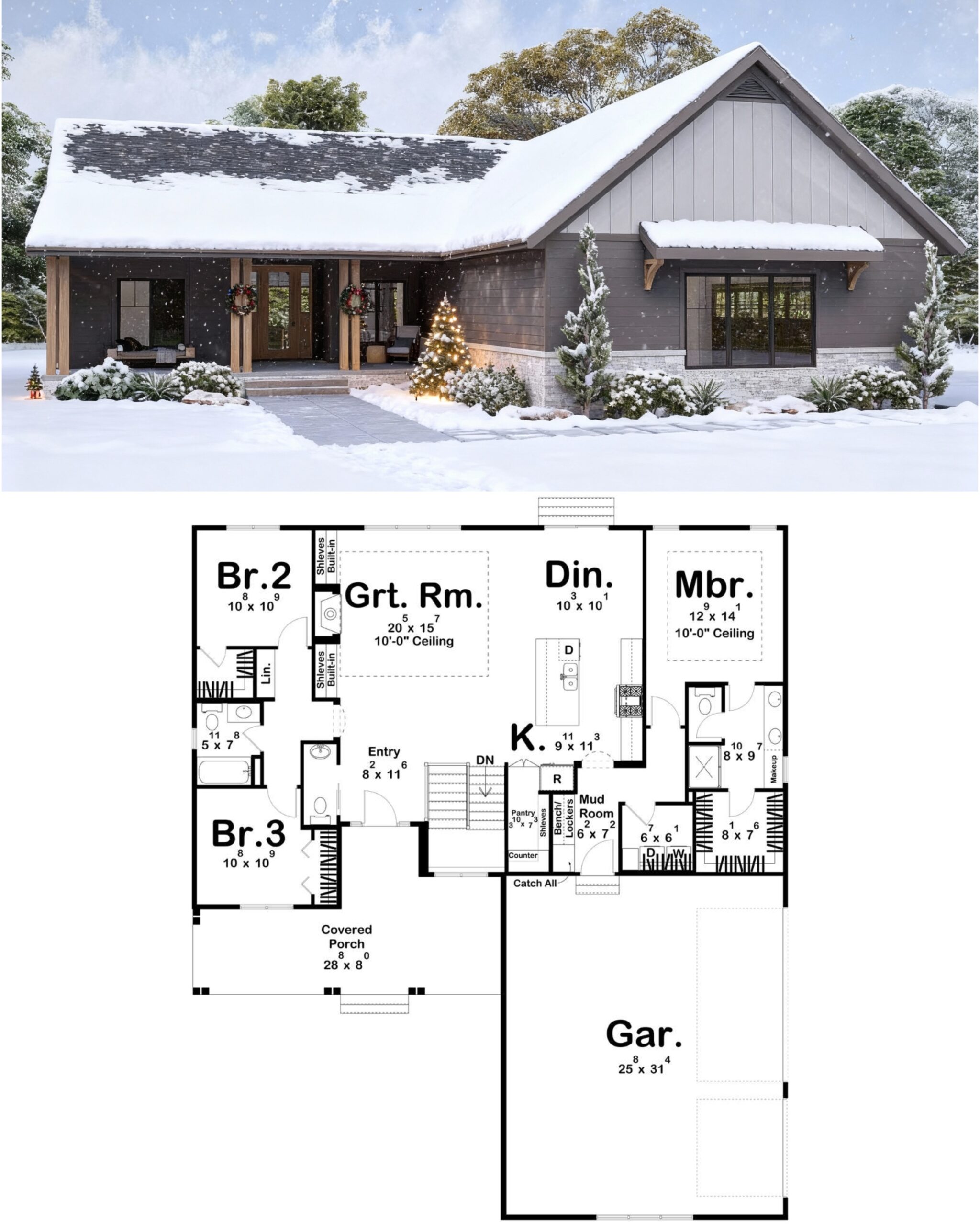 An amazing single-story modern farmhouse best for a small family